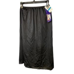 Vanity Fair Women's M 28" Peti Skirt Slip Solid Black Anti Static Formal Layer